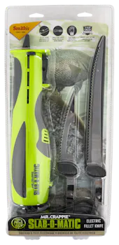 Smiths Products Mr. Crappie Slab-O-Matic 8"/4.50" Fillet/Ribcage Serrated Stainless Steel Blade Electric Green/Gray Vented Includes Power Cord/Fillet Glove/Mesh Storage Bag