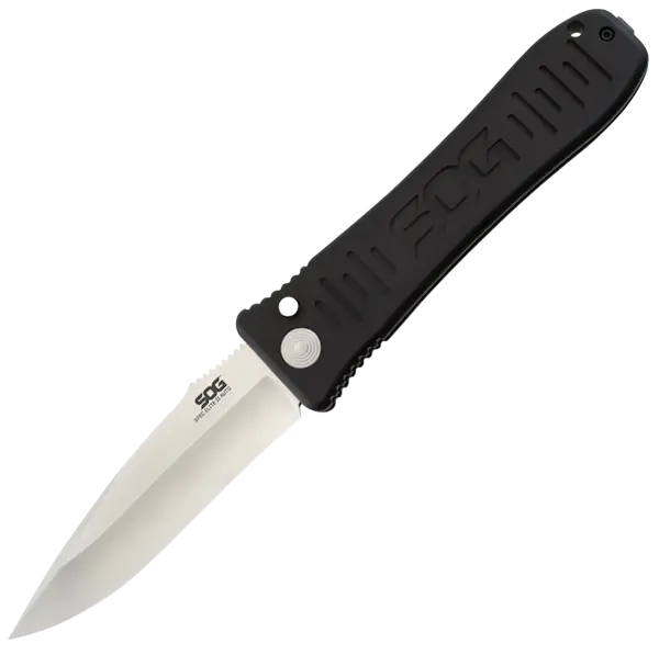 S.O.G Spec Elite II 4" Folding Knife - Plain Clip Point Black Hardcased TiNi AUS8 SS Blade/Black Anodized Aluminum Handle