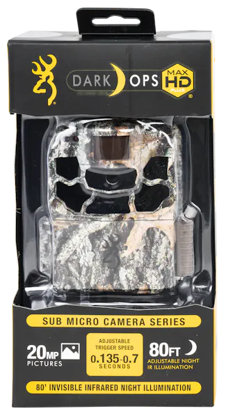 Browning Trail Cameras Dark Ops Max HD Plus Camo 20MP Resolution SDXC Card Slot/Up to 512GB Memory Features .25"-20 Tripod Socket