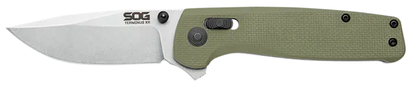 S.O.G Terminus XR 2.95" Folding Knife - Clip Point Plain Blade - Olive Drab Textured G10 Handle Includes Pocket Clip