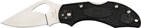 Spyderco Byrd Robin 2 Lightweight 2.43" Folding Knife - Drop Point Plain 8Cr13MoV SS Blade Black Bi-Directional Texturing FRN Handle Includes Pocket Clip