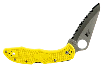 Spyderco Salt 2 - 3" Folding Knife - Clip Point Serrated H1 Steel Blade Yellow Bi-Directional Texturing FRN Handle Includes Pocket Clip