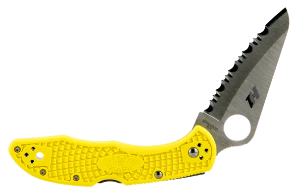 Spyderco Salt 2 - 3" Folding Knife - Clip Point Serrated H1 Steel Blade Yellow Bi-Directional Texturing FRN Handle Includes Pocket Clip