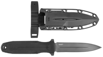 S.O.G Pentagon FX 4.77" Fixed Blade Knife - Spear Point Plain Black Titanium Nitride Cryo CPM S35VN Blade/G10 Handle