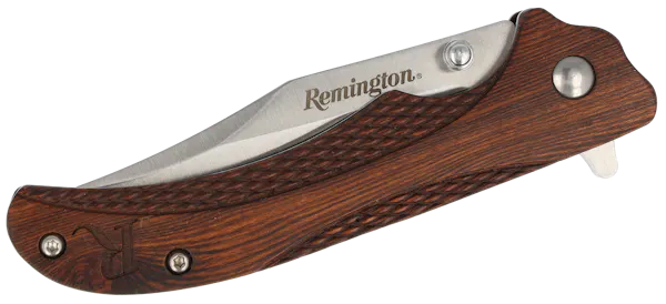 Remington Accessories Woodland Folding Stainless Steel Blade Brown w/Remington Logo Wood Handle