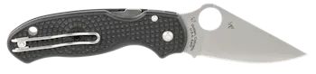 Spyderco Para 3 Lightweight 2.92" Folding Knife - Clip Point Plain CTS BD1 SS Blade FRN Black Includes Pocket Clip