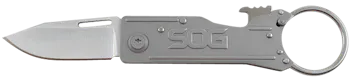 S.O.G KeyTron 1.80" Folding Knife - Plain Clip Point Grey 5Cr13MoV SS Blade/ Grey Stainless Steel Handle