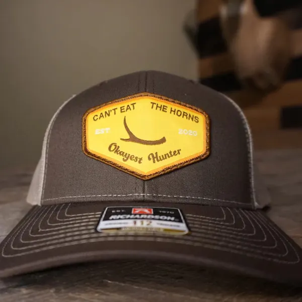 Okayest Hunter Can't Eat The Horns Brown Hunting Hat - Brown & Khaki
