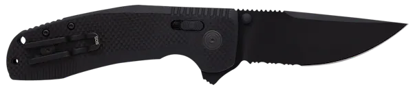 S.O.G SOG-TAC XR 3.39" Folding Clip Point Part Serrated Black TiNi Cryo D2 Steel Blade Blackout G10 Handle Includes Pocket Clip