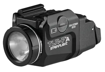 Streamlight TLR-7 A Weapon Light 500 Lumens Output White LED Light Black Anodized Aluminum - Includes HIGH SWITCH (mounted) and LOW SWITCH,
 lithium battery, and key kit