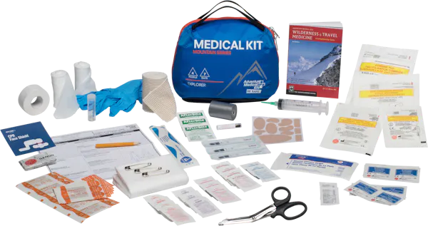 Adventure Medical Kits Mountain Explorer Medical Kit Treats Injuries/Illnesses Water Resistant Blue