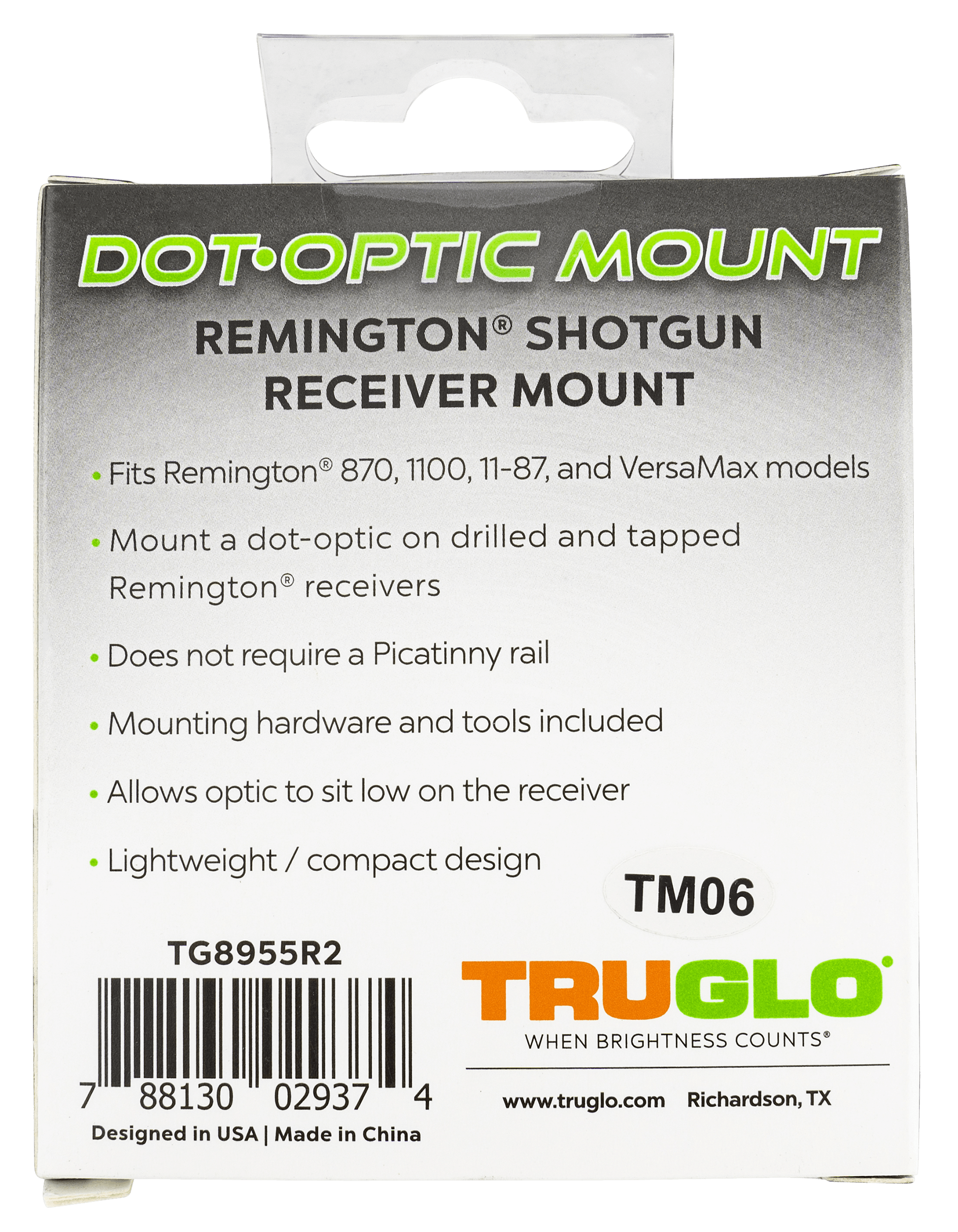 Truglo Shotgun Receiver Mount, Remington 870, 1100, 11-87, & Veramax Mode-img-0