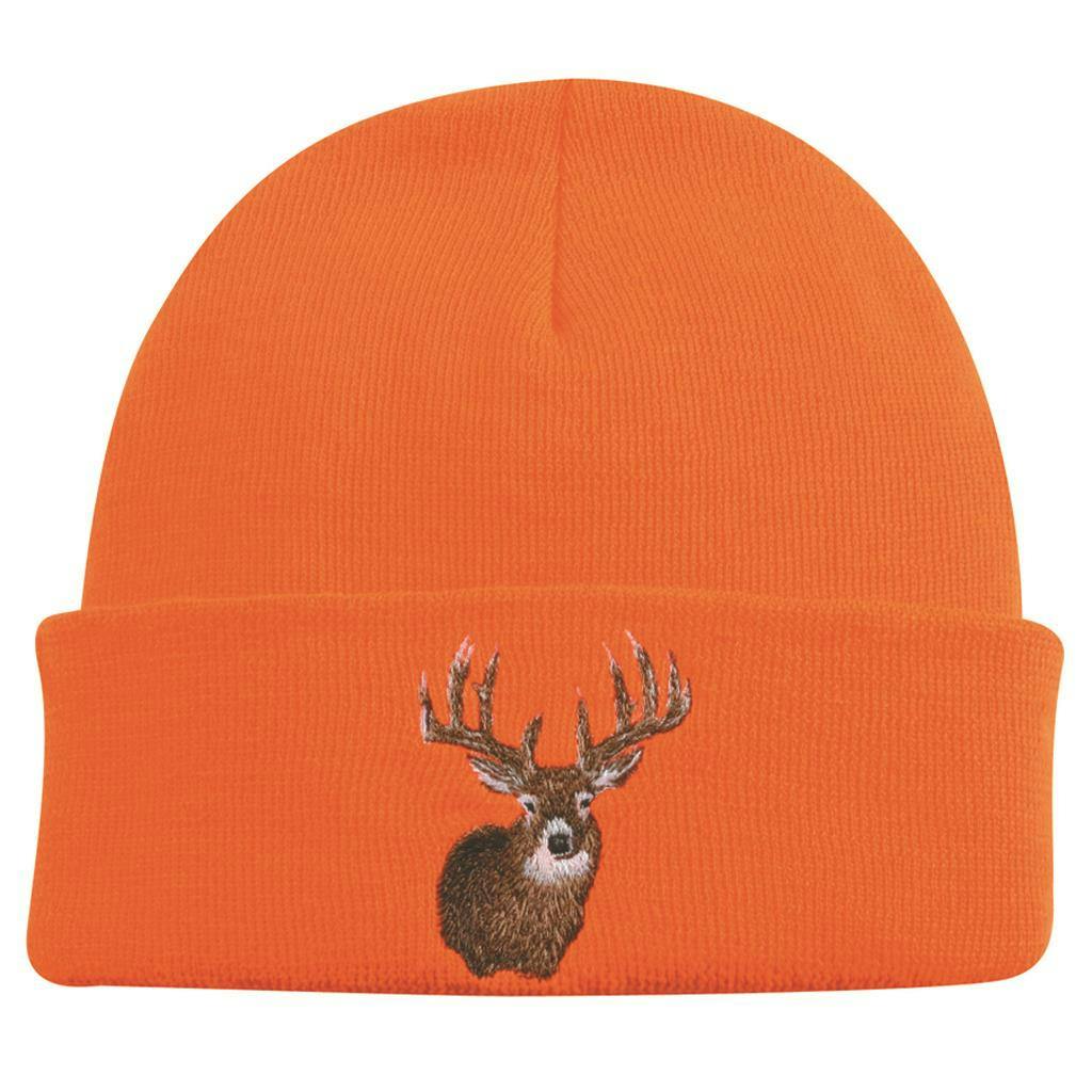 Outdoor Cap Knit Watch Cap w/Deer - Blaze Orange-img-0